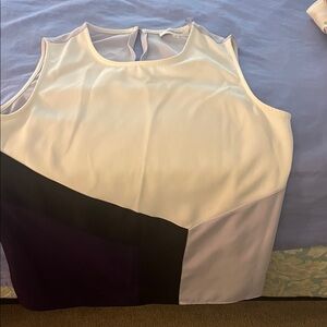 Calvin Klein White and Purple Sleeveless Blouse very good condition